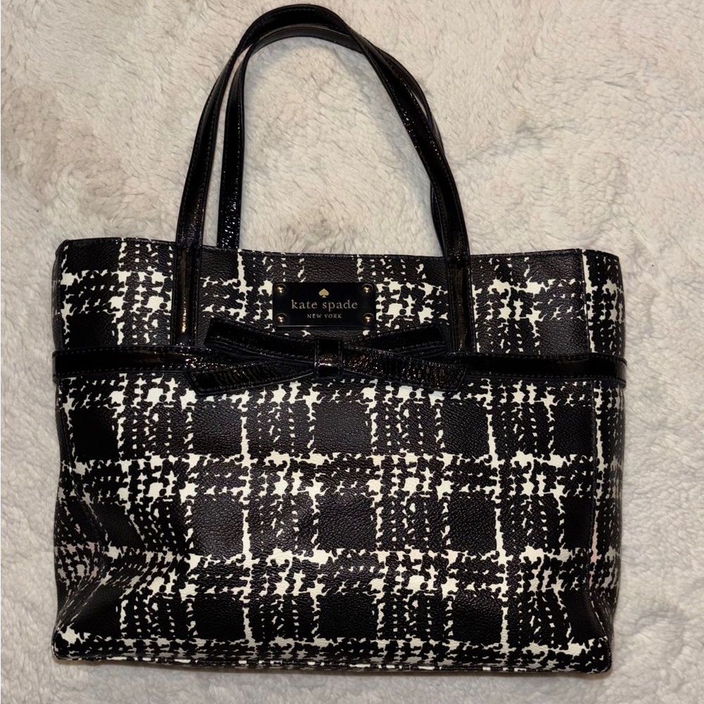 Kate Spade Plaid Black and White Tote